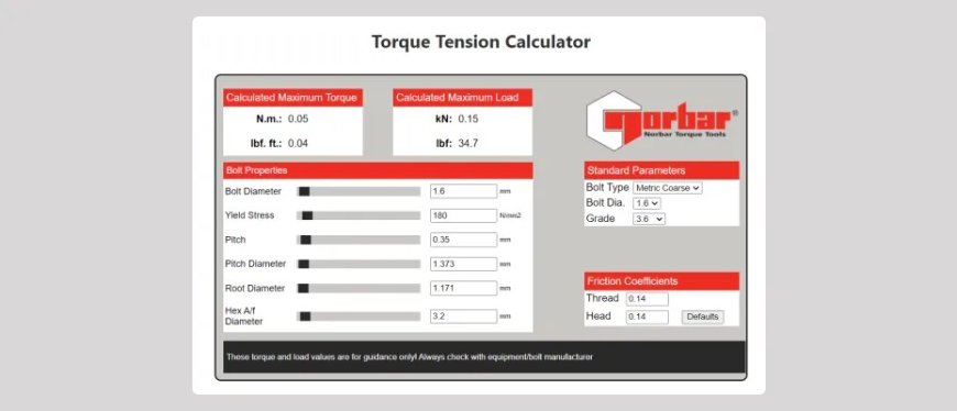 Norbar Torque Tension Calculator