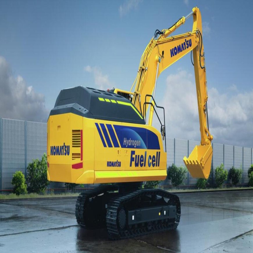 Komatsu introduces a concept machine for a medium-sized hydraulic excavator powered by a hydrogen fuel cell.