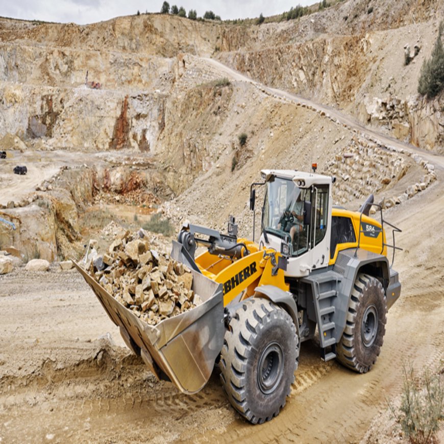 Two robust Liebherr wheel loaders.